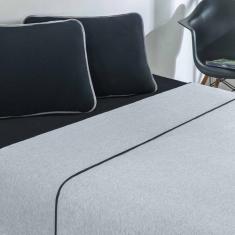 Jogo De Cama Malha Lençol 100% Algodão Urbano 4 Peças Casal - Preto/Me