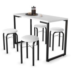 Conjunto Mesa de Cozinha Prattica Industrial 120cm com 4 Banquetas F02