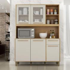 Cozinha Compacta 5 Portas 1 Gaveta Rubi Valdemoveis, Cinamomo/Off Whit