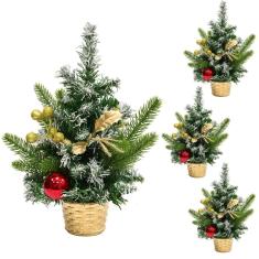 Árvore de Natal Grandeal de 30 cm, coberta de neve, com enfeites, pacote com 4