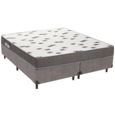 Cama Box Cinza e Colchão Light Espuma D33 Queen Ortobom