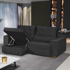 Sofá Baú Retrátil e Reclinável 3 Lugares 190cm Veludo Nobre La Plata Yescasa