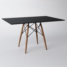 Mesa Eames Eiffel Retangular Tampo De Madeira 120x75cm Preto