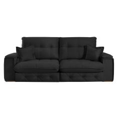 Sofá Retrátil Reclinável Com Porta Copos 210cm Istambul Yescasa Preto