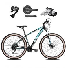 Bicicleta Aro 29 Ksw Xlt 27v Câmbios Shimano Altus Freios Hidráulicos Garfo Trava Pneu Faixa - Preto/azul Tam.17