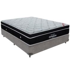 Cama Box Cinza E Colchão Elegant Molas Ensacadas Casal Ortobom