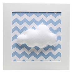Quadro Decorativo Nuvem Chevron Azul Quarto Bebê Infantil