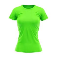 Camiseta Babylook Feminina Lisa DryFit Uv Verde Neon - Fantasia Bras, 