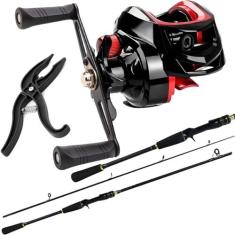 Carretilha 19 Rolamentos Vara Fibra de Vidro Pesca Kit 15 Kg - Alto Ma