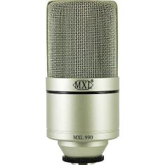 MXL Microfone condensador 990 para podcasts, canto, gravação de estúdio em casa, jogos e streaming | Som detalhado | XLR | Diafragma grande (champanhe)