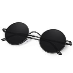 Óculos de sol polarizados redondos Retrô Steampunk, Óculos Dark Armação de Vintage Hippie Metal, Óculos de Sol Proteção Solar UV…