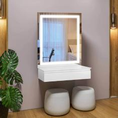 Camarim com Espelho e LED - Lyon-Off White - Mavaular Móveis