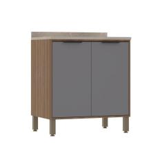 Balcão De Cozinha 80cm 2 Portas Com Tampo Aspen Luciane Móveis Vanilla Com Cinza Puro