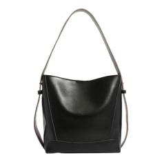 Bolsas femininas de couro genuíno com alça ajustável, Preto