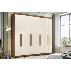 Guarda Roupa Casal 8 Portas e 4 Gavetas c/ Pés Master New 8.4 Jatoba/Areia - Santos Andirá