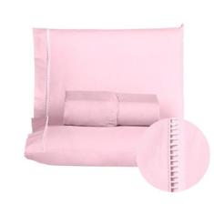 Jogo de lençol casal queen 3 peças 100% algodão 200 fios ponto palito 