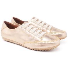 Tênis Mocatênis Feminino Casual Mocassim Confort Couro Calce Facil - S