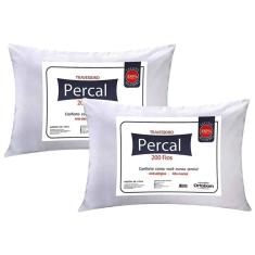 Travesseiro Fibras Siliconadas Plus Percal 200 Fios Kit C/ 2 Un 70x50x15 - Ortobom