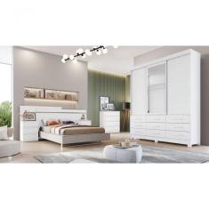 Guarda Roupa Solteiro Com Espelho 3 Portas 9 Gavetas Buriti-branco Móveis Novo Horizonte