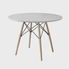 Mesa de Jantar Eames Wood Tampo Madeira 90 Cm Branco