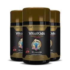 3X Vitalkids Vitamina C D Zinco 30Caps Mastigavel Hf