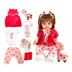 Boneca Baby Reborn Realista Girafinha Com Cabelos Castanhos - Cegonha 