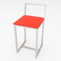 Banqueta Baixa Para Cozinha Branca Assento Estofado Industrial - Don C