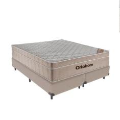 Cama + Box Airtech Colchão Ortobom Queen 158cm Springpocket Cor:bege