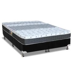 Cama Box Queen: Colchão Molas Bonnel Castor System Class + Base CRC Su