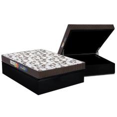 Cama Box Baú Casal: Colchão Espuma D33 Polar Pérola + Base CRC Suede Black(138x188)