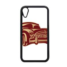 Capa vermelha escura com desenho de carros clássico para iPhone XR para proteção de telefone Apple