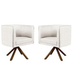 Kit 02 Poltronas Decorativas Sala de Estar Giratória Nix Linho - Gran Belo