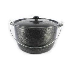 Caldeirão Alumínio Fundido Craqueado Alça Galvanizada Preto 18cm