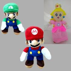 Pelúcias Mario Bros Luigi e Princesa - 03 Personagens