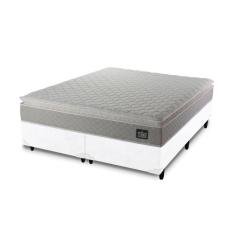 Cama Box + Colchão Queen Strong D45 One Face 158x198x59cm Branco - Suporta até 150kg por pessoa