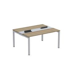 Mesa Plataforma Dupla com Pé de Aço para Coworking 140x120 Pdc14/12/2p Noce Naturalle/Cinza