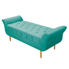 Recamier Estofado Ari 100 Cm Suede Azul Tiffany Doce Sonho