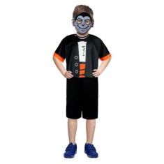 Fantasia Vampiro Drácula Infantil Macacão Curto Com Máscara - Fantasia