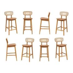 Kit 08 Banquetas Liz Cabecasa Madeiramadeira Caramelo