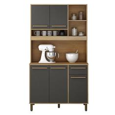 Armário de Cozinha Ametista Cinamomo Grafite - Valdemóveis
