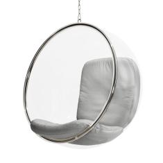 Poltrona Bubble Chair Acrilico Com Estofado Sued Cinza Cor Cinza