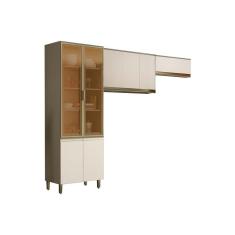 Cozinha Modulada Henn Connect 3 Peças (2 Armários + 1 Cristaleira) Cpt13 Duna/Cristal