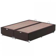 Base Box Queen Size Probel Classic Com Baú E Revestimento Em Tecido Poliéster 38x158x198cm Marrom