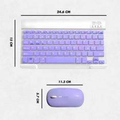 Teclado Sem Fio Bluetooth Recarregável Com Mouse - Roxo - Imports