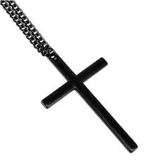 Colar Corrente Cruz Alongada - Black Edition