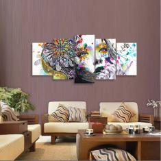 Quadro decorativo Mulher Abstrato Mosaico 5 Peças Sala Hall