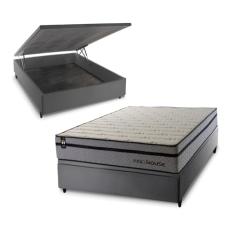 Conjunto Box Baú Cinza Preston Cinza 138x188x78 c/ Molas Ensacadas