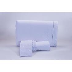 Jogo Lençol Casal Super King 3 Peças Branco 200 Fios Algodão