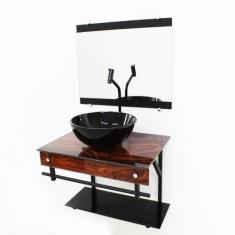 Gabinete De Vidro 60Cm Apx Com Cuba Redonda - Cubas E Gabinetes