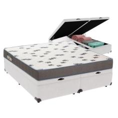 Cama Box Queen Com Bau Ortobom D33 Light Bege Cor:branco